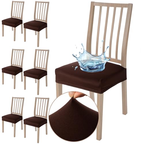 Viste tu hogar Pack 6 Stuhlhusse Esszimmer 45 bis 55 cm, Ohne Rückenlehne, 100% Hochwertiges Polyester, Elastisch, Reinigen, Ananas, Kaffee von Viste tu hogar