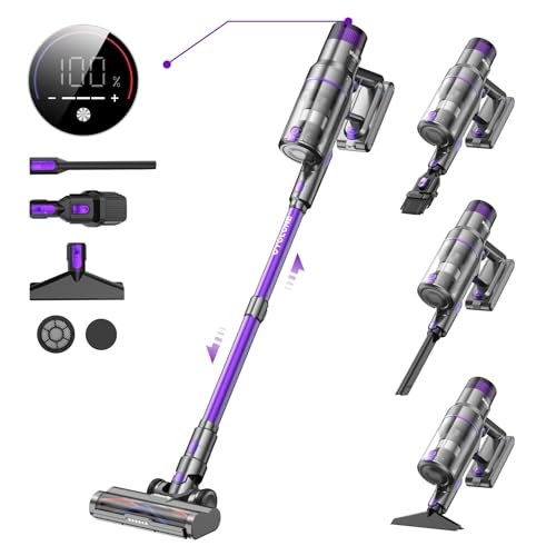 Vistefly V15 Max Akku Staubsauger Kabellos 40000Pa, 500W Kabelloser Staubsauger mit Touchscreen 8 in 1 Staub Automatisch Erkennen 60 Minuten Laufzeit für Tierhaare Hartböden Teppich von Vistefly