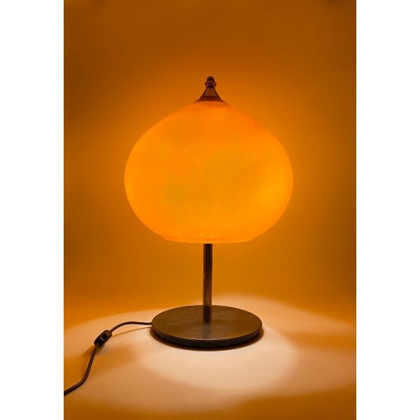 Mid-Century Tischlampe aus orangem Glas, Vistosi von Vistosi