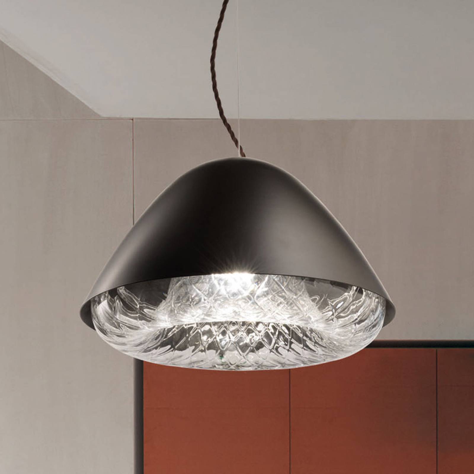Pendellampe Kira SP P E27 m. Kristallglas schwarz Pendellampe Kira SP P E27 m. Kristallglas schwarz von Vistosi