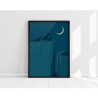 Poster | Kunstdruck "Aim High - Keep Moving" Familie Wölfe Und Mond von Visualign