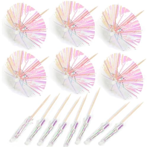 Visxcnu 50 Stück 10 cm Cocktail Schirmchen Cocktail Zubehör Papierschirmchen,für Früchte Tropische Getränke Sommerfest Hawaiianische Party Bunte Cocktailschirmchen Cocktail Deko Papier von Visxcnu