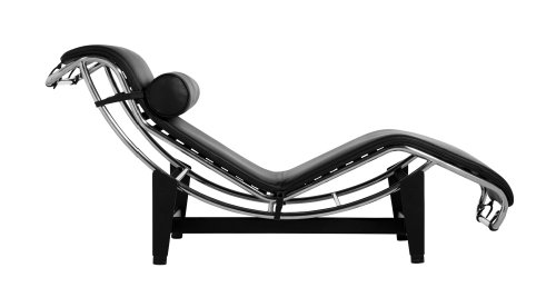 Vita Interiors Le Corbusier Style LC4 Chaiselongue, Leder, Schwarz von Vita Interiors