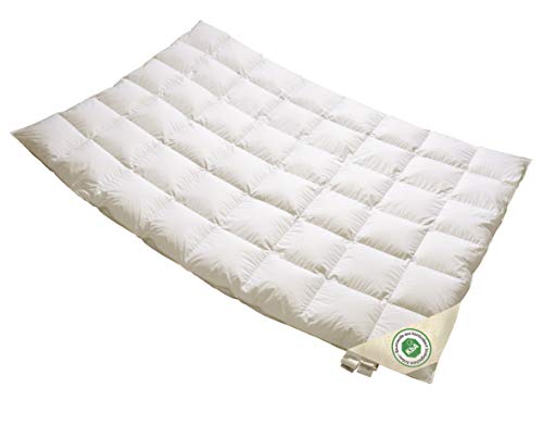 Vita Schlaf Bio-Luxe-KBA Arktik Kälte-Daune W3 - LEICHT Sommer Daunendecke Deutsche Qualität mit KBA Einschütte (155 x 220 cm) von Vitaschlaf