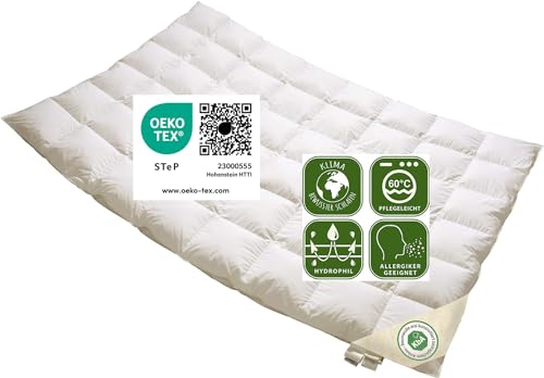 Vitaschlaf® Bio-Luxe-KBA Arktik Kälte-Daune W3 - LEICHT ÜBERGANGS-Daunendecke Deutsche Qualität mit KBA Einschütte 135 x 200 cm von Vitaschlaf