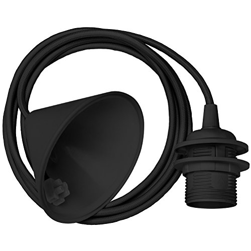 Vita 04006 Kordel für Pendelleuchte Textilstruktur 60 W E27 Schwarz 2,1 m von Vita