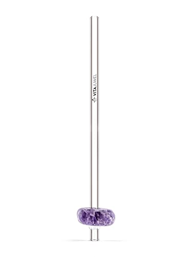 VitaJuwel Crystal Straw | Amethyst - Strohhalm aus Glas mit Wasserstein für Intuition, Innerer Friede & Spiritualität von VitaJuwel