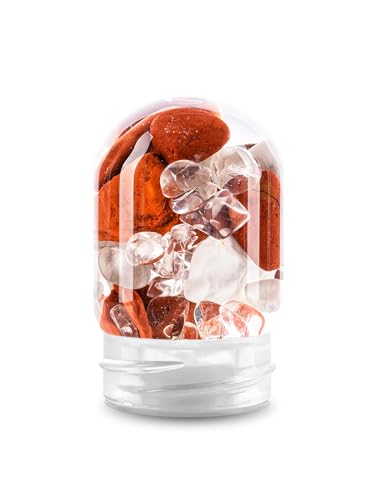 VitaJuwel GemPod FITNESS - Edelsteinmodul Flaschen und Karaffen mit Roter Jaspis, Magnesit & Bergkristall (Heilsteine, Wassersteine) von VitaJuwel