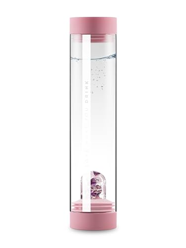 VitaJuwel Sana - Karaffe aus Glas mit Edelsteinen (Wassersteine, Heilsteine) zur Belebung von Trinkwasser (WELLNESS, blossom rose) von VitaJuwel