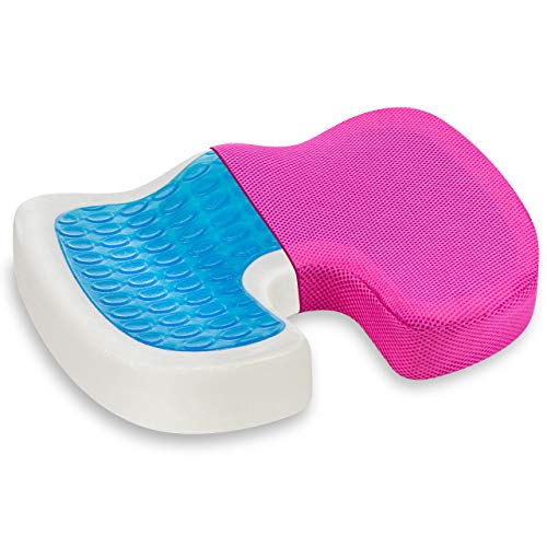Vitabo Ergonomisch geformtes Sitzkissen | Steißbein-Kissen aus Memory-Schaum mit Gel-Polster (Pink) von Vitabo