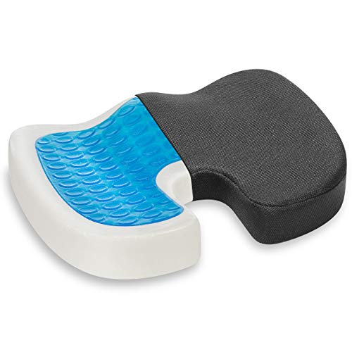 Vitabo Ergonomisch geformtes Sitzkissen | Steißbein-Kissen aus Memory-Schaum mit Gel-Polster (Schwarz) von Vitabo