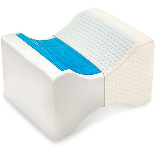 Vitabo Kniekissen mit Memory-Schaum und kühlendem Gel-Polster, praktisches Beinkissen für Seitenschläfer, Lagerungskissen mit Massage-Effekt, 24,5 x 14 x 20 cm von Vitabo
