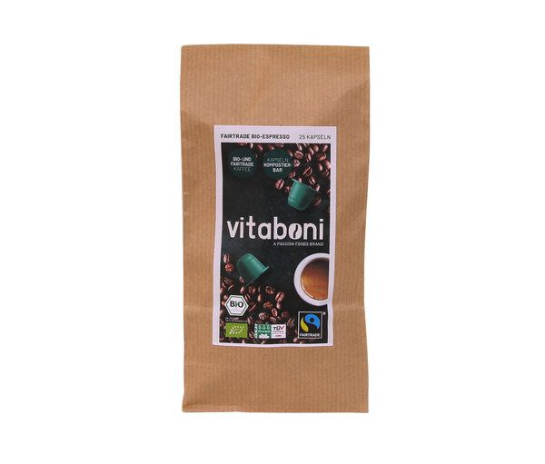 Vitaboni Bio Fairtrade Kaffee Espresso und Lungo in biologisch abbaubaren Kapseln von Vitaboni