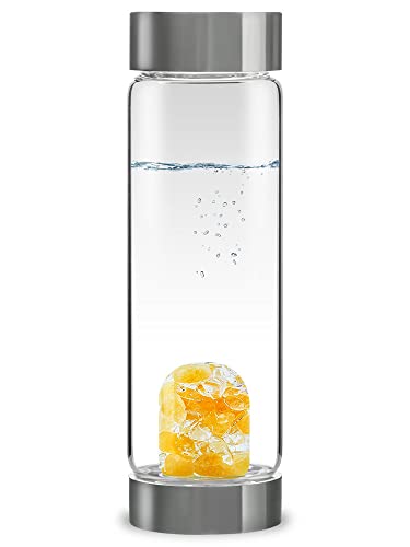 VitaJuwel ViA SUNNY MORNING - Wasserflasche mit Orangencalzit & Bergkristall von VitaJuwel