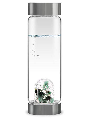 VitaJuwel ViA VITALITY - Wasserflasche mit Smaragd & Bergkristall für Regeneration und Erneuerung von VitaJuwel