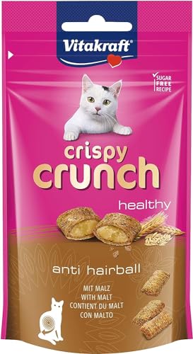 Vitakraft Crispy Crunch, knusprige Snackkissen gefüllt mit Malz, Katzensnack, zur Vorbeugung von Haarballen, ohne Zusatz von Zucker (1x 60g) von Vitakraft