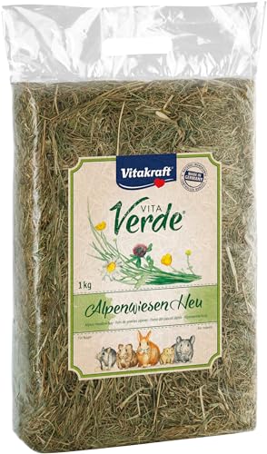 Vitakraft Vita Verde Alpenwiesen Heu, Heu für Nager, gepresst, mit Mineralien und Spurenelementen, ohne Zusatz von Zucker und Getreide (1x 1kg) von Vitakraft