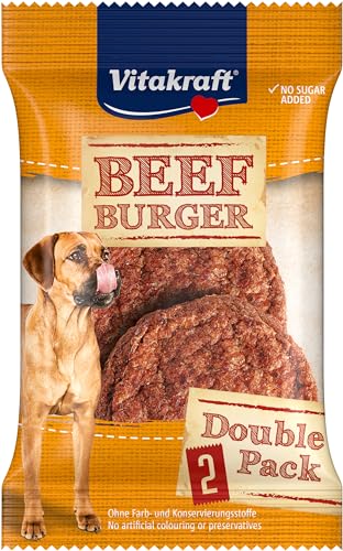 Vitakraft Beef Burger, Hundesnack, herzhaft fleischiger Imbiss im Doppelpack, ideal zum Mitnehmen, ohne Zusatz von Zucker (1x 2 Stück) von Vitakraft