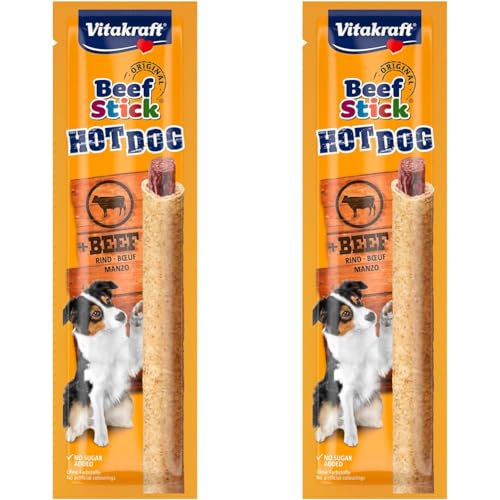 Vitakraft Beef Stick Hot Dog, mit Rindfleisch, Hundeleckerli, zum Verwöhnen und Belohnen, in frischeversiegelter Aufreißpackung (1x 1 Stück) (Packung mit 2) von Vitakraft