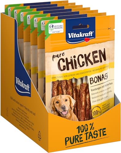 Vitakraft Bonas, Kaustangen mit Hühnchen, Hundesnack, mit magerem Hühnchenfleisch, ideal als Belohnung für zwischendurch, ohne Zusatz von Zucker und Getreide (13x 80 g) von Vitakraft