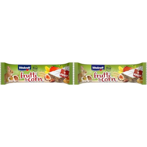 Vitakraft Frutti Corn, Fruchtschnitte für Nager, mit Banane, mit Feige, mit Datteln, ohne Zuckerzusatz, portionierbar durch Bruchrillen (1x 30g) (Packung mit 2) von Vitakraft