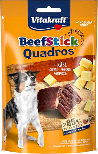Vitakraft Beef Stick Quadros, Hundeleckerli, Fleischsticks in Rauten mit Käse, Hunde Trainingsleckerli, ohne Zusatz von Zucker (1x 70g) Vitakraft Beef Stick Quadros, Hundeleckerli, Fleischsticks in Rauten mit Käse, Hunde Trainingsleckerli, ohne Zusatz von Zucker (1x 70g) von Vitakraft