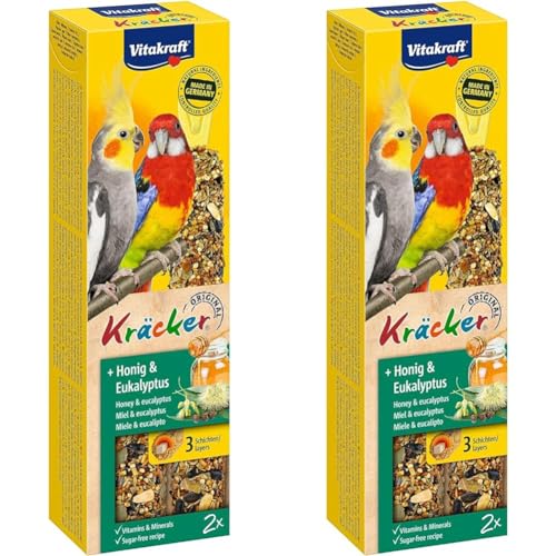 Vitakraft Kräcker, mit Honig und Eukalyptus, Knabberstangen für Grosssittiche, Vogelsnack (1x 2 Stück) (Packung mit 2) von Vitakraft