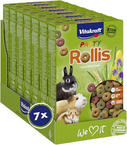 Vitakraft Rollis, Knusperringe für Nager, calciumarm, mit Luzerne, als Ergänzung zum Hauptfutter oder als Snack zwischendurch, ohne Zusatz von Zucker und Getreide (7x 500g) von Vitakraft