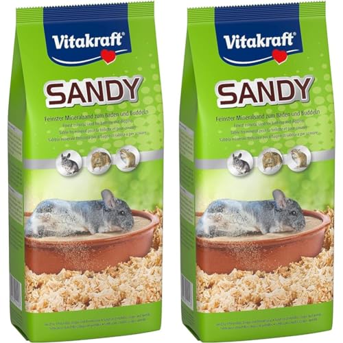 Vitakraft Sandy, feine Mineralsand, für Chinchillas, für Degus, für Rennmäuse, besonders fellschonend (1x 1kg) (Packung mit 2) von Vitakraft