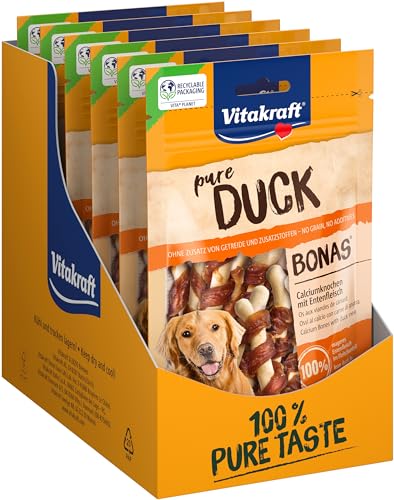 Vitakraft Fleischsnacks, Duck Bonas, Hundesnack, Calciumknochen mit Entenfleisch, im wiederverschließbaren Beutel, ohne Zusatz von Zucker und Getreide (8x 80g) von Vitakraft