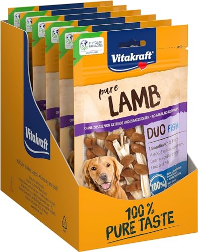 Vitakraft Fleischsnacks, Lamb Duo, Fischstreifen umwickelt mit Lammfleisch, Hundesnack, ohne Zusatz von Zucker und Getreide (8x 80g) von Vitakraft