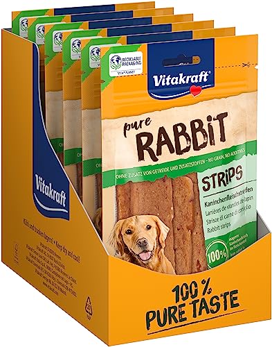 Vitakraft Fleischsnacks, Kaninchenfleischstreifen, Hundesnack, mit magerem Kaninchenfleisch, ideal als Belohnung für zwischendurch, ohne Zusatz von Zucker und Getreide (10x 80g) von Vitakraft