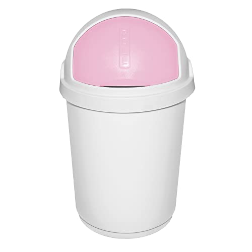 Mülleimer Abfalleimer/Eimer/Abfall/Rundbehälter/Plastiktonne/Futtertonne/Mülltonne Curver Roll-Top 25 Liter mit Schiebedeckel/Rolldeckel weiß/blau oder weiß/rosa (rosa) von Vital Innovations GmbH