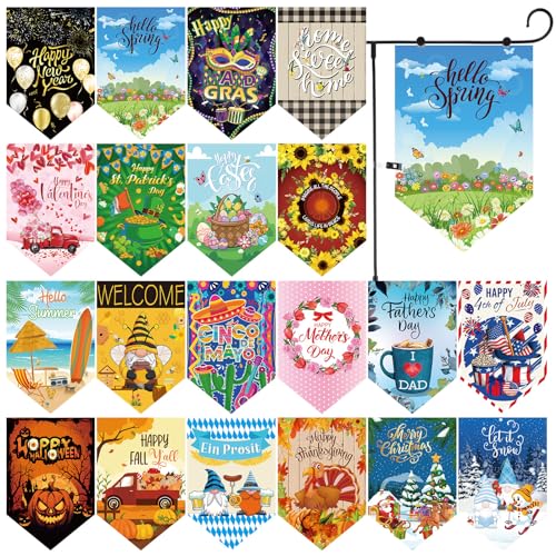 VitalCozy 20 Stück Valentinstag Gartenflagge alle Jahreszeiten Hofflaggen doppelseitig 30 x 45 cm Gartenflaggen-Set kleine Urlaub Gartenflaggen für draußen Frühling Sommer Herbst Winter Urlaub von VitalCozy