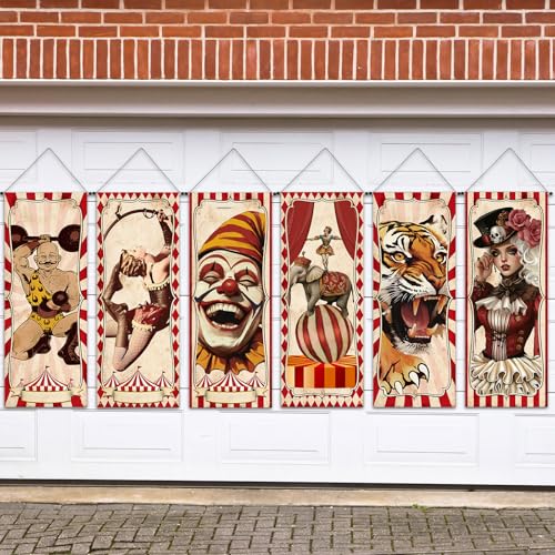 VitalCozy 6 Stück Halloween Vintage Zirkus hängende Poster Ausschnitte Karneval Seite Party Dekorationen Fun Fair Motto Party Zubehör Halloween Karneval Banner Dekoration VitalCozy 6 Stück Halloween Vintage Zirkus hängende Poster Ausschnitte Karneval Seite Party Dekorationen Fun Fair Motto Party Zubehör Halloween Karneval Banner Dekoration von VitalCozy