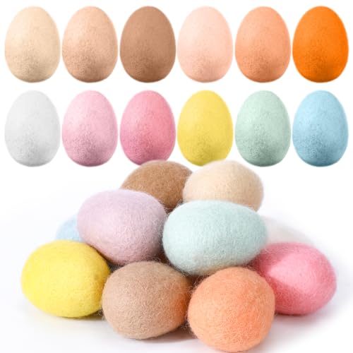 VitalCozy Bunte Ostereier aus Filz, Filz, Wolle, Ostereier für Ostern, Frühling, Girlande, Basteln, Baumdekoration, Party-Dekoration, 12 Stück von VitalCozy