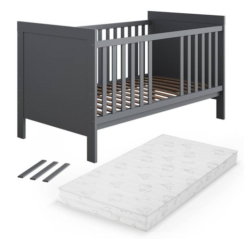 VitaliSpa® Babybett Ajaton, Grau, 144.4 x 83 cm mit Matratze von VitaliSpa®
