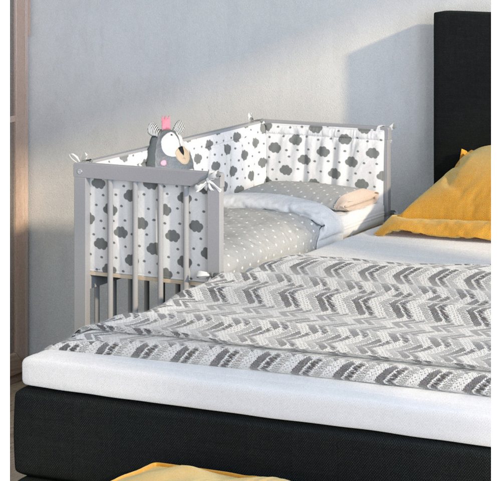 VitaliSpa® Beistellbett Sophie, Grau, 40 x 90 cm 1 Seitenschiene von VitaliSpa®