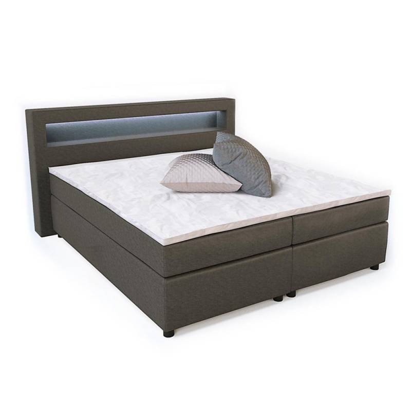 VitaliSpa® Boxspringbett, Grau, 180 x 200 cm mit LED Beleuchtung von VitaliSpa®