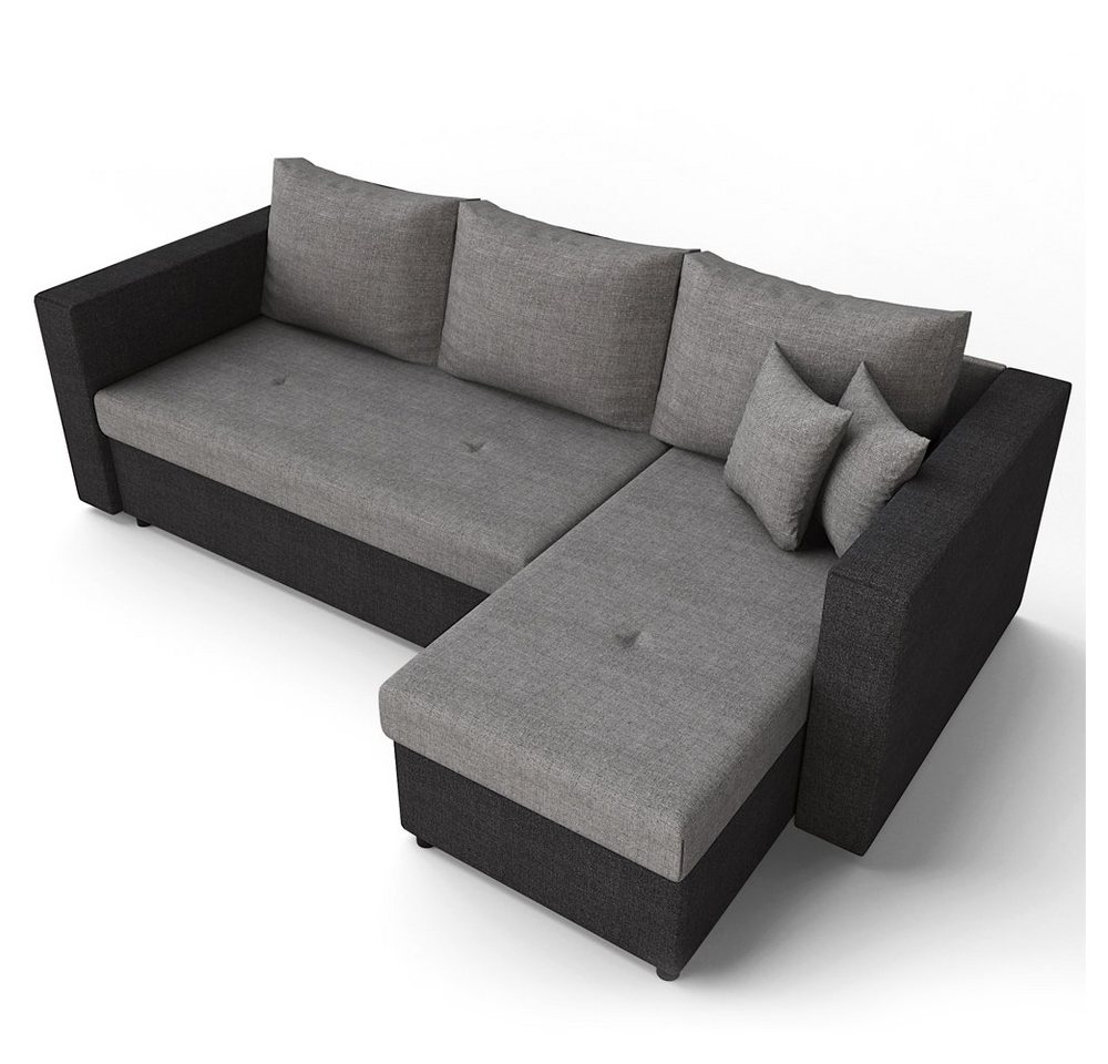 VitaliSpa® Ecksofa, Schwarz/Grau, 224 x 144 cm, mit Schlaffunktion von VitaliSpa®