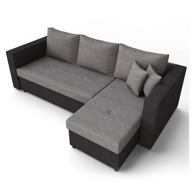VitaliSpa® Ecksofa, Schwarz/Grau, 224 x 144 cm, mit Schlaffunktion von VitaliSpa®