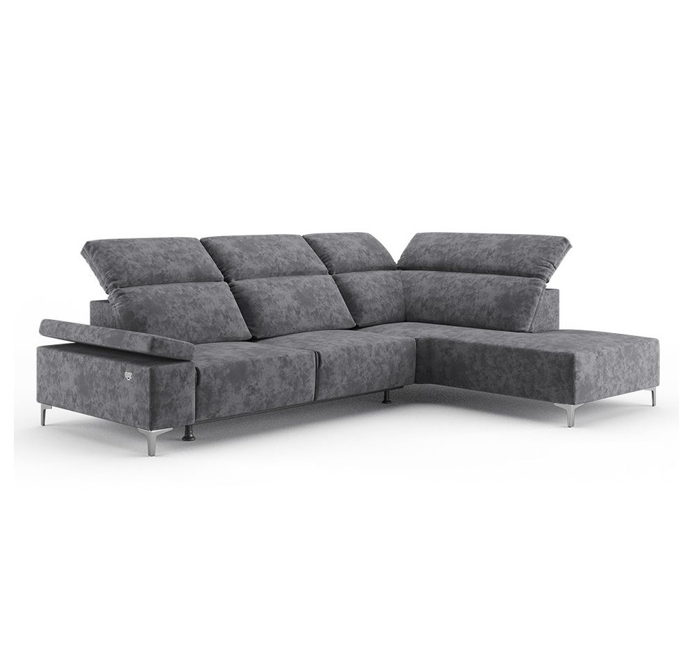 VitaliSpa® Ecksofa James, Anthrazit, 301 x 218 cm Rechte Ecke, elektrisch auffahrbar von VitaliSpa®