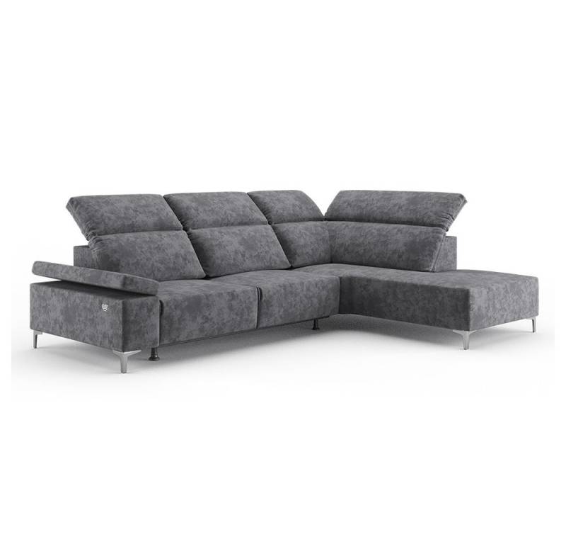 VitaliSpa® Ecksofa James, Anthrazit, 301 x 218 cm Rechte Ecke, elektrisch auffahrbar von VitaliSpa®