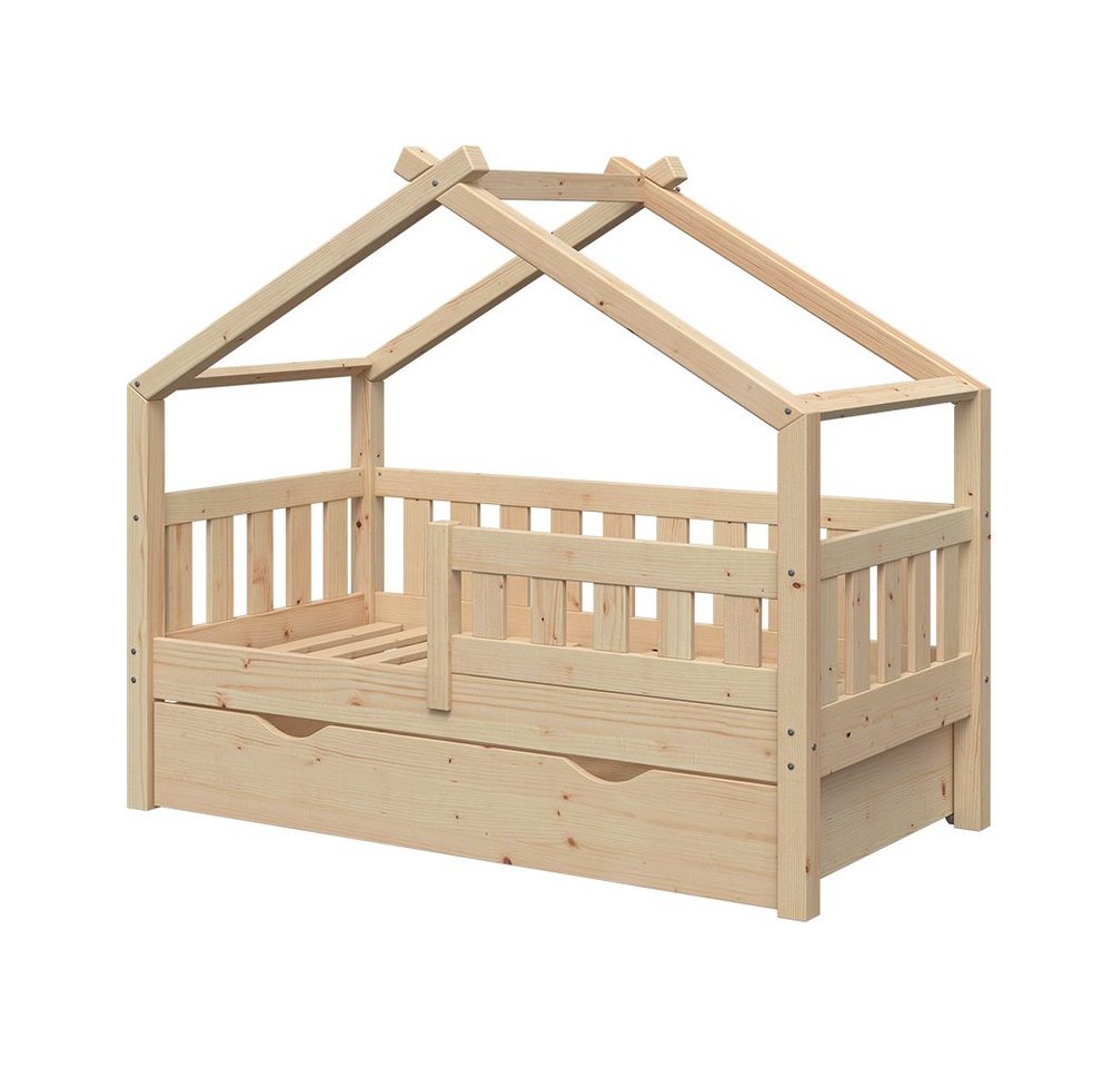 VitaliSpa® Hausbett Design, Naturholz, 70x140 cm mit Schublade von VitaliSpa®