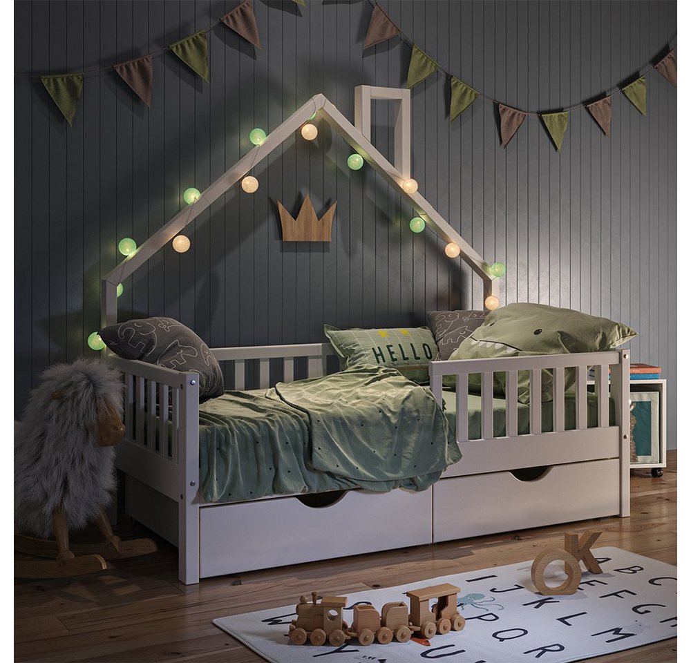 VitaliSpa® Hausbett Noemi, Weiß, 80x160 cm mit 2 Schubladen von VitaliSpa®