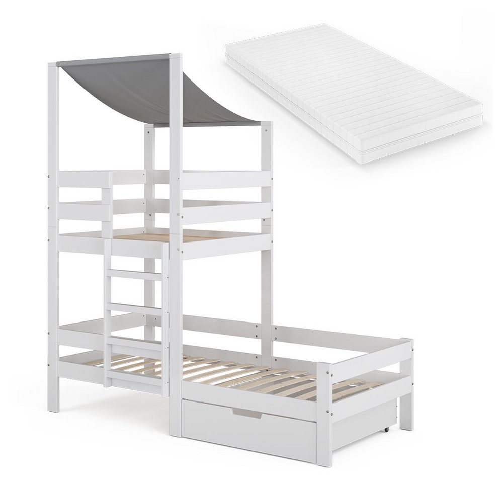 VitaliSpa® Hausbett Tom, Weiß, 90x200 cm mit Schublade und Matratze von VitaliSpa®