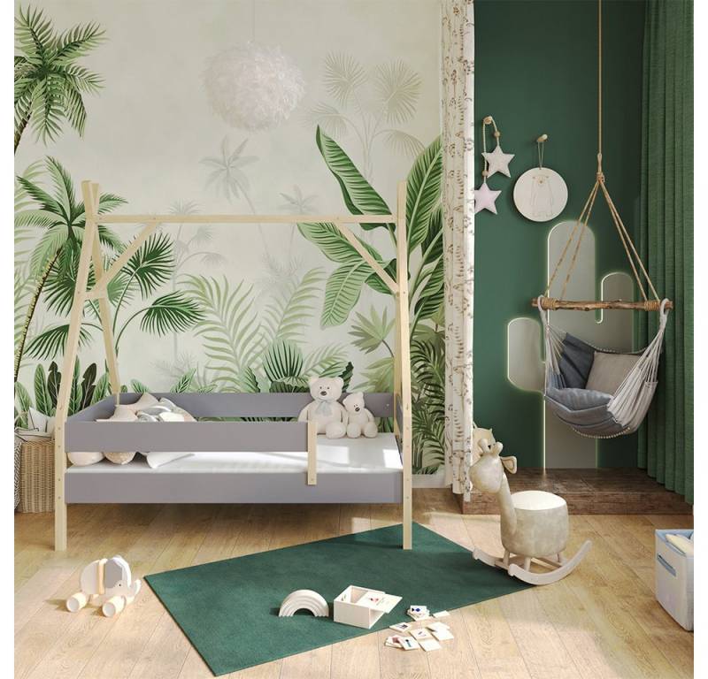VitaliSpa® Kinderbett Bali, Grau, 80x160 cm mit Matratze von VitaliSpa®