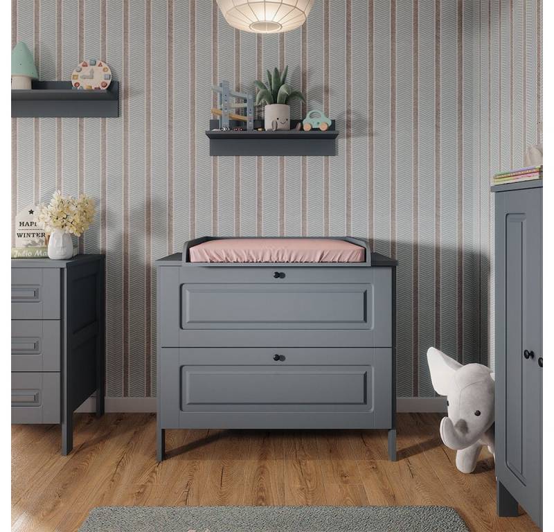 VitaliSpa® Wickelkommode Ajaton, Grau, 108 x 98 cm mit 2 Schubladen von VitaliSpa®