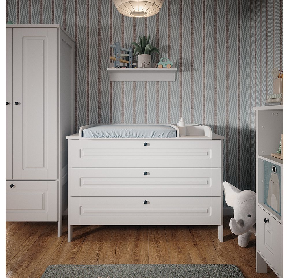 VitaliSpa® Wickelkommode Ajaton, Weiß, 133 x 98.4 cm mit 3 Schubladen von VitaliSpa®