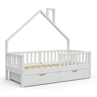 Hausbett Noemi, Weiß, 80x160 cm mit 2 Schubladen Vitalispa von VitaliSpa